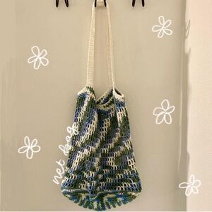 handmade crochet net tote bag